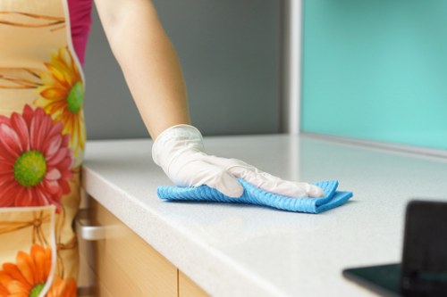 Cleaner arriving to provide a professional home cleaning service