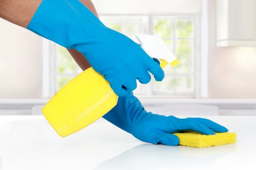 Cleaning team reviewing safety procedures and hazard controls