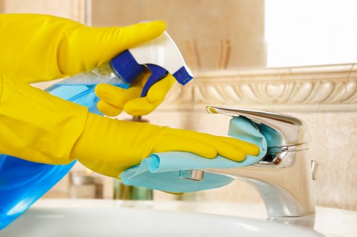 Technician treating mattress stains during a cleaning visit in Ealing